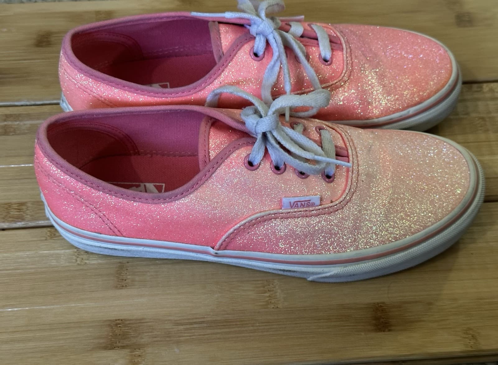 VANS Authentic Classic Neon Pink Glitter Womens Shoes Juniors Size 5.5 Womens 7 - Thumbnail 2