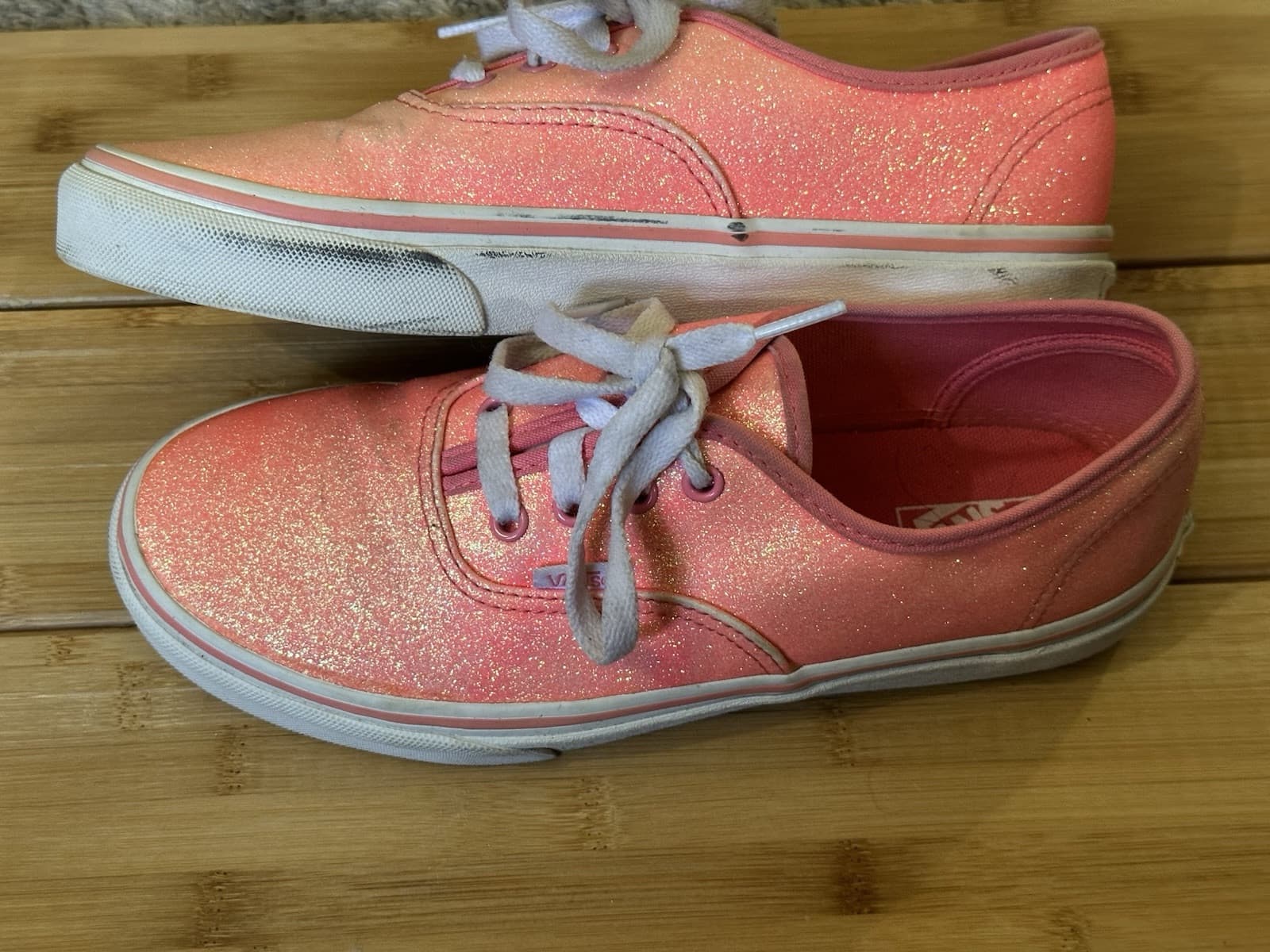 VANS Authentic Classic Neon Pink Glitter Womens Shoes Juniors Size 5.5 Womens 7 - Thumbnail 5