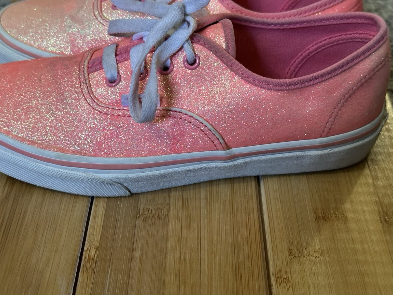 VANS Authentic Classic Neon Pink Glitter Womens Shoes Juniors Size 5.5 Womens 7 - Thumbnail 4