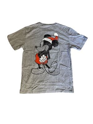 Disney Distressed Two Sided Micky Mouse Santa Christmas T-Shirt Gray Mens Small - Thumbnail 3