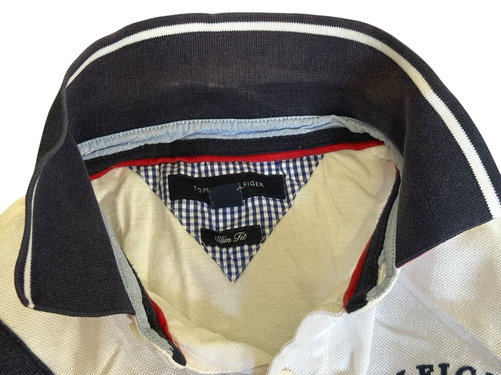 VINTAGE Tommy Hilfiger Shirt Men's Slim fit M Polo Spellout Colorblock Rugby - Thumbnail 7