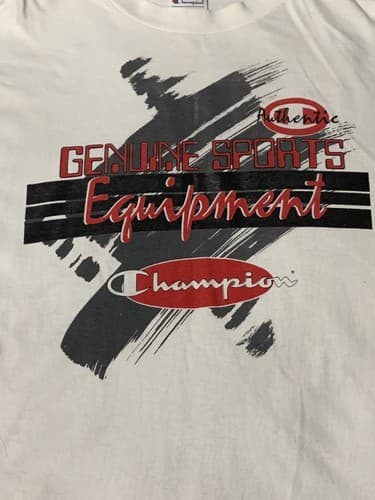 Vintage 90s Champion White Graphic T Shirt Size M Single Stitch Logo USA - Thumbnail 2