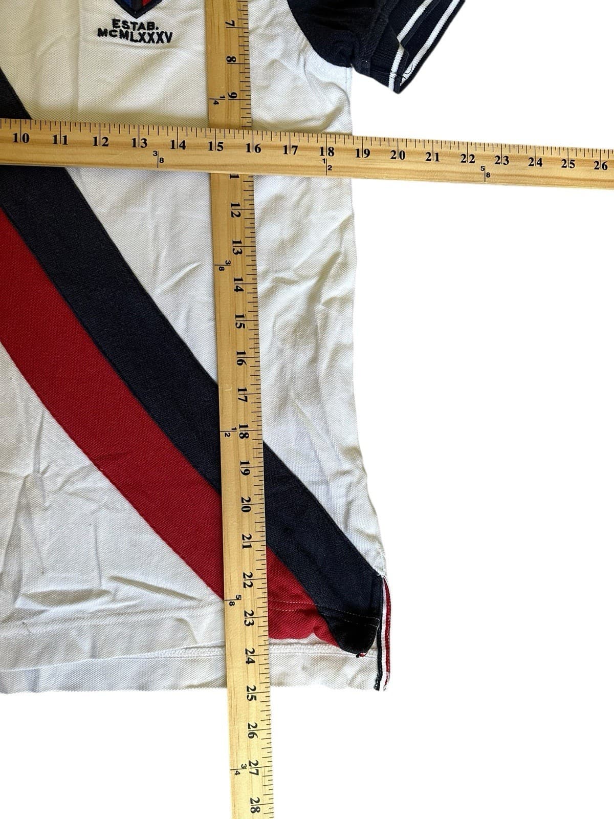 VINTAGE Tommy Hilfiger Shirt Men's Slim fit M Polo Spellout Colorblock Rugby - Thumbnail 6