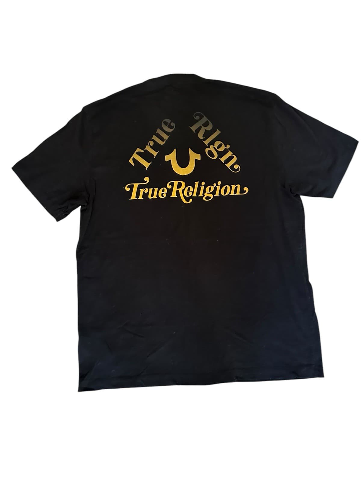 True Religion Shirt Mens XLarge Short Sleeve Graphic Tee Casual Black Logo XL - Thumbnail 2