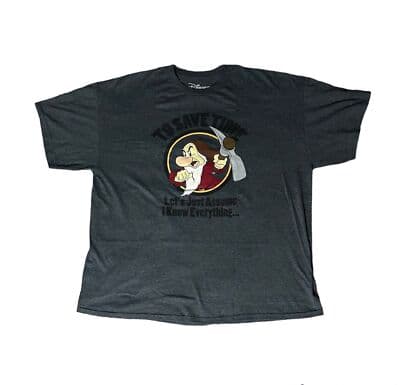 Mens 2XL Grumpy Disney Graphic T-Shirt Assume I Know Everything