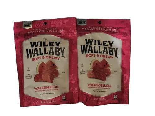 2 Pack Wiley Wallaby Watermelon Licorice Soft & Chewy Vegan Fat Free 2-10oz Bags