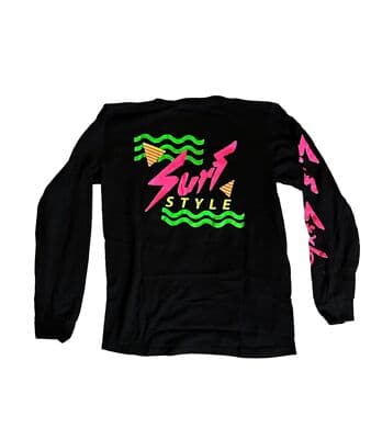 Surf Style Long Sleeve Mens Small Retro Neon Graphic Shirt