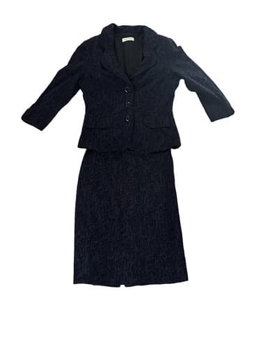 Kay Unger Woman’s Blue Black 2 piece Lined Suit Skirt set size 4