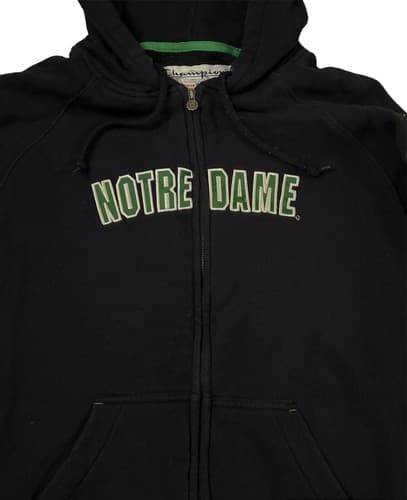 Notre Dame Fighting Irish Hoodie Sweatshirt Size Large Blue Champion Full Zip - Thumbnail 4