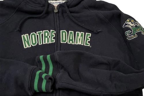 Notre Dame Fighting Irish Hoodie Sweatshirt Size Large Blue Champion Full Zip - Thumbnail 3