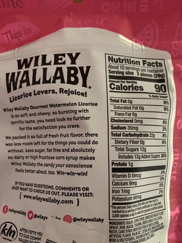 2 Pack Wiley Wallaby Watermelon Licorice Soft & Chewy Vegan Fat Free 2-10oz Bags - Thumbnail 2