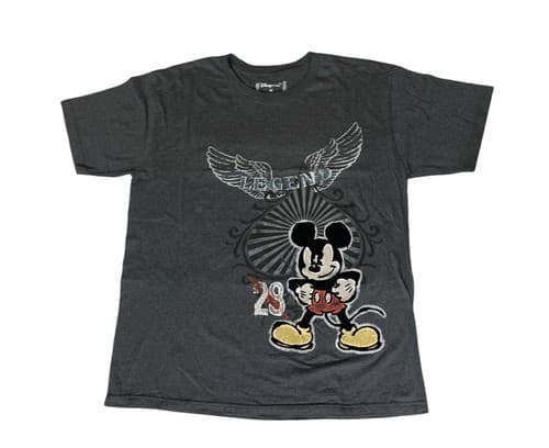 Disney Store T-shirt XL Mickey Mouse Legend 28 Velvet Grey Graphic Gothic
