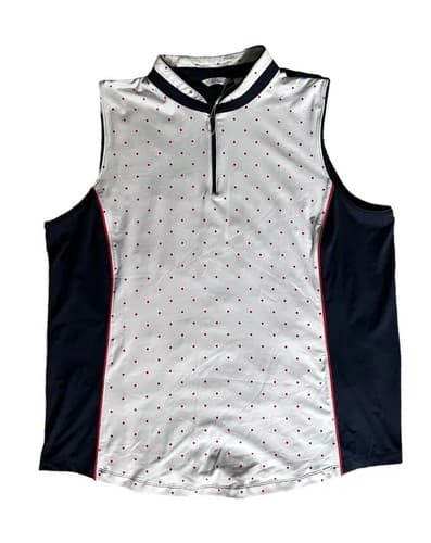 New LADY HAGEN Sz 2XL Red White Blue Sleeveless Golf Polo