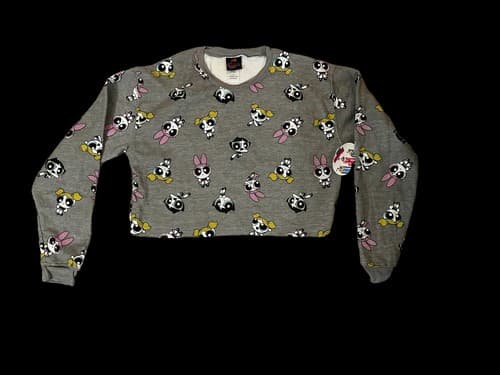 Powerpuff Girls Long Sleeve Crop Top Crewneck Sweatshirt New W Tags AOP Medium