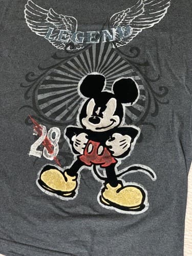 Disney Store T-shirt XL Mickey Mouse Legend 28 Velvet Grey Graphic Gothic - Thumbnail 3