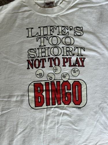 Vtg Bingo T-Shirt Mens XL Game Single Stitch USA 90s 1995 X-it Oneita