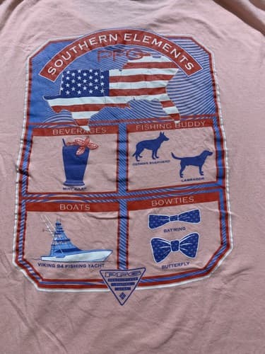 Columbia PFG Sportswear Company Men's T-Shirt Large Graphic Tee pink Southern - Thumbnail 2