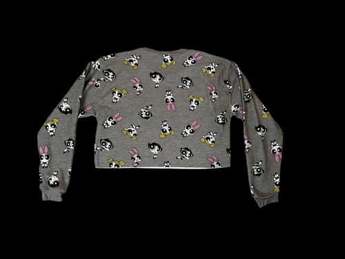 Powerpuff Girls Long Sleeve Crop Top Crewneck Sweatshirt New W Tags AOP Medium - Thumbnail 2