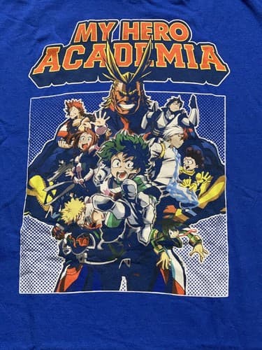 My Hero Academia Heroes Rising Characters Graphic Print Blue Tee T-Shirt Mens M - Thumbnail 2