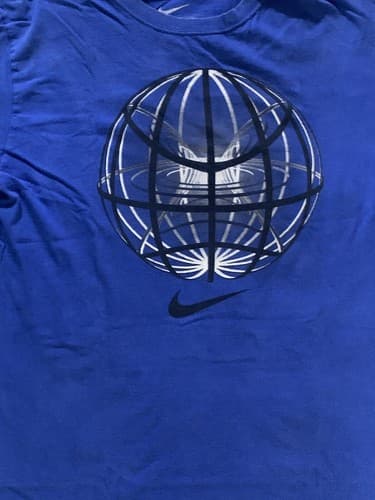 Nike Basketball T Shirt Mens L Blue Logo Spell Out Swoosh Crew Neck Regular Fit - Thumbnail 3