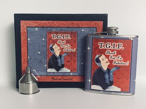 Olive Sandwiches Flask Funnel T.G.I.F Thank God I'm Fabulous! Stainless Steel