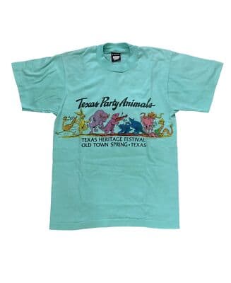 Vintage Single Stitch Texas Heritage Festival Party Animals Medium T-Shirt 80s