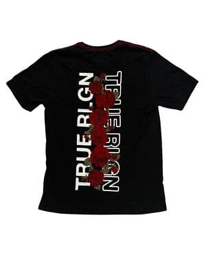 Mens Medium True Religion Graphic Roses Red black T-shirt