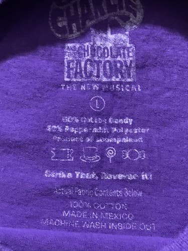 CHARLIE & THE CHOCOLATE FACTORY Official Willy Wonka New Musical T-Shirt Large - Thumbnail 3