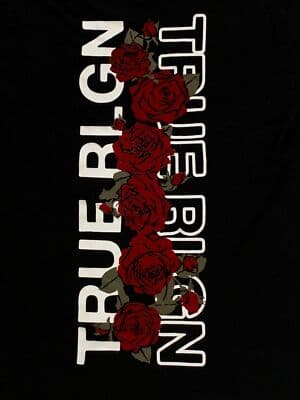 Mens Medium True Religion Graphic Roses Red black T-shirt - Thumbnail 4