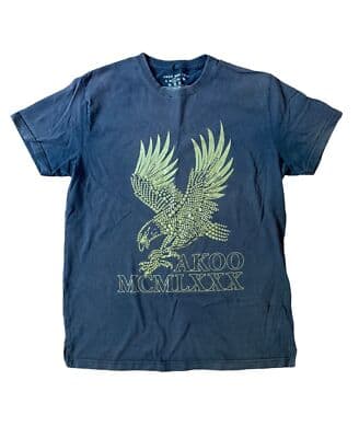 Akoo Brand Mens Size Large Navy Graphic Eagle T-Shirt