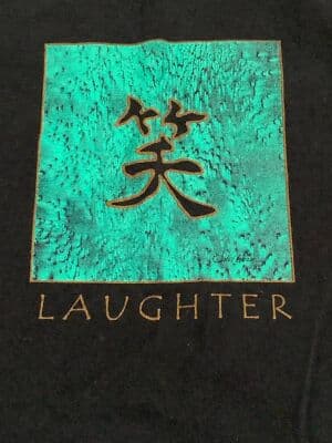 Japanese Laughter Graphic T-Shirt Mens size Medium Aqua Blue - Thumbnail 2
