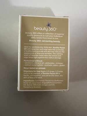 Beauty 360 Soothe Facial Oil Lavender & Sage Essential Oils 1.9oz Made in USA - Thumbnail 2