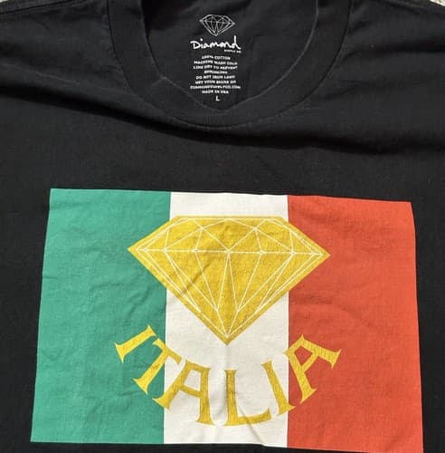 Diamond Supply Co T Shirt Mens Size Large Italia USA Italian Flag - Thumbnail 4