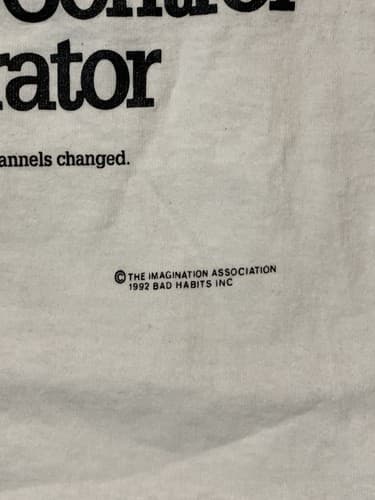 Vintage 1992 Bad Habits Certified Remote Control Op T-Shirt Single Stitch Novelt - Thumbnail 4