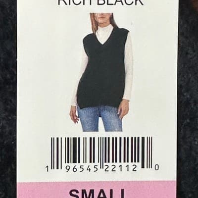 Vince Camuto Sweater Womens Small Black Ribbed Knit Sleeveless Vest NEW - Thumbnail 2