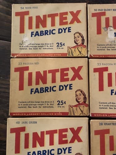 Vintage Tintex Fabric Dye Lot Of 6 Unused Unopened Packs Red Green - Thumbnail 2