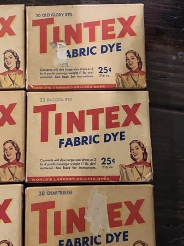 Vintage Tintex Fabric Dye Lot Of 6 Unused Unopened Packs Red Green - Thumbnail 3