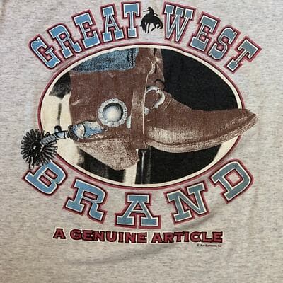 Vintage Single Stitch Western Cowboy T-Shirt Large - Thumbnail 2