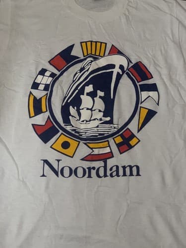Mens Vintage Medium Cruise Ship Logo MS Noordam Amsterdam Screen Stars T-Shirt - Thumbnail 2