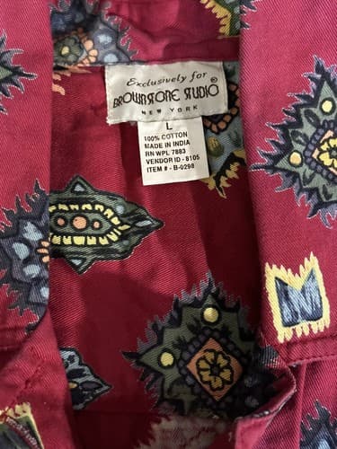 Brownstone Studio vintage Womens Western Button Up Long Sleeve shirt Large Art - Thumbnail 5