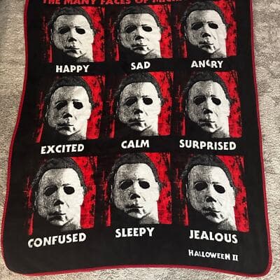 Halloween II 2 Many Faces Of Michael Myers 50"×60"Plush Fleece Throw Blanket - Thumbnail 2