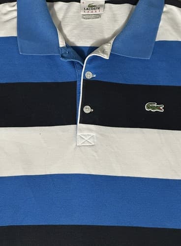 LACOSTE Mens Polo Shirt Size 8 US XXL Striped Golf Casual Blue White - Thumbnail 3