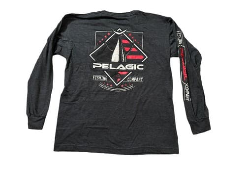 Pelagic Mens Size M Game Fishing Long Sleeve Shirt Gray Graphics - Thumbnail 2