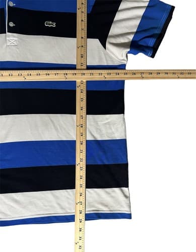 LACOSTE Mens Polo Shirt Size 8 US XXL Striped Golf Casual Blue White - Thumbnail 4