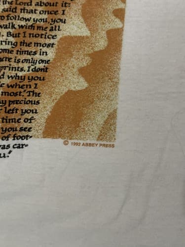 Screen Stars Vintage Single Stitch Foot Prints In Sand Religious T-Shirt Medium - Thumbnail 4