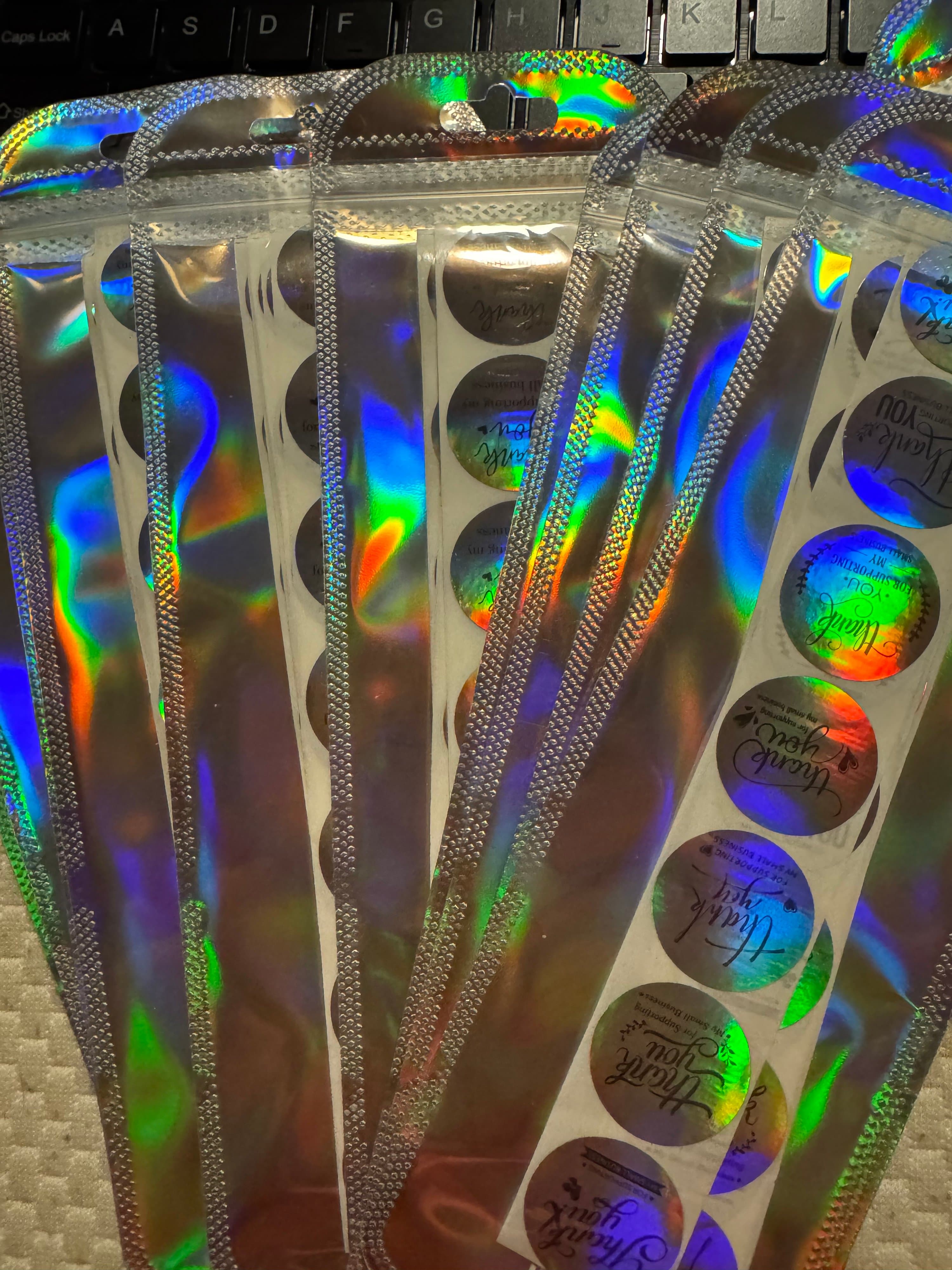 ★ 50 Holographic Thank You Stickers | Small Business Packaging Seals - Thumbnail 2