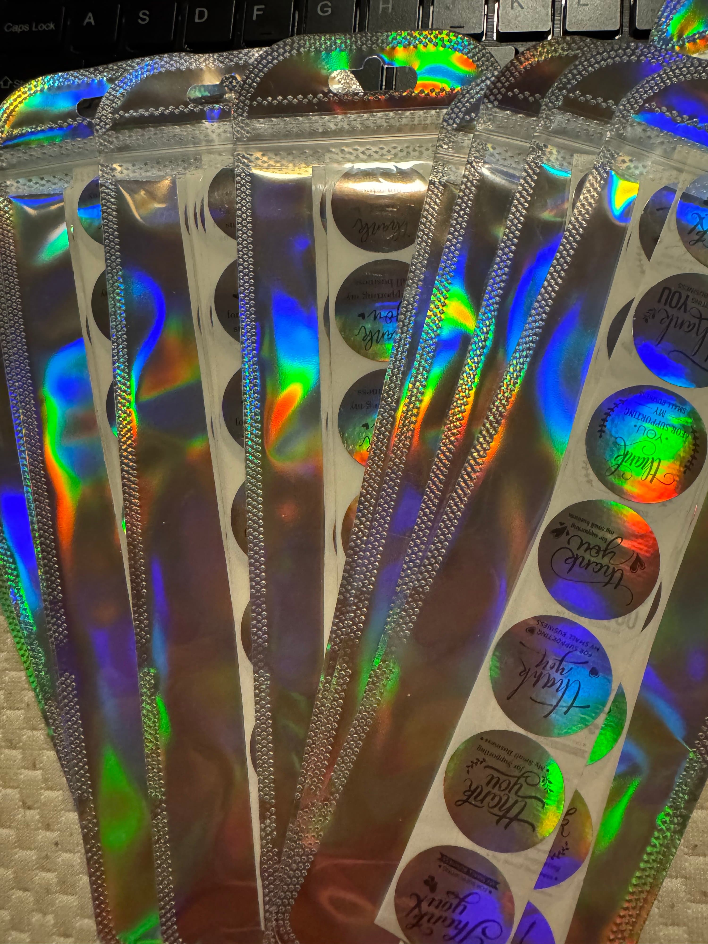 ★ 50 Holographic Thank You Stickers | Small Business Packaging Seals - Thumbnail 3