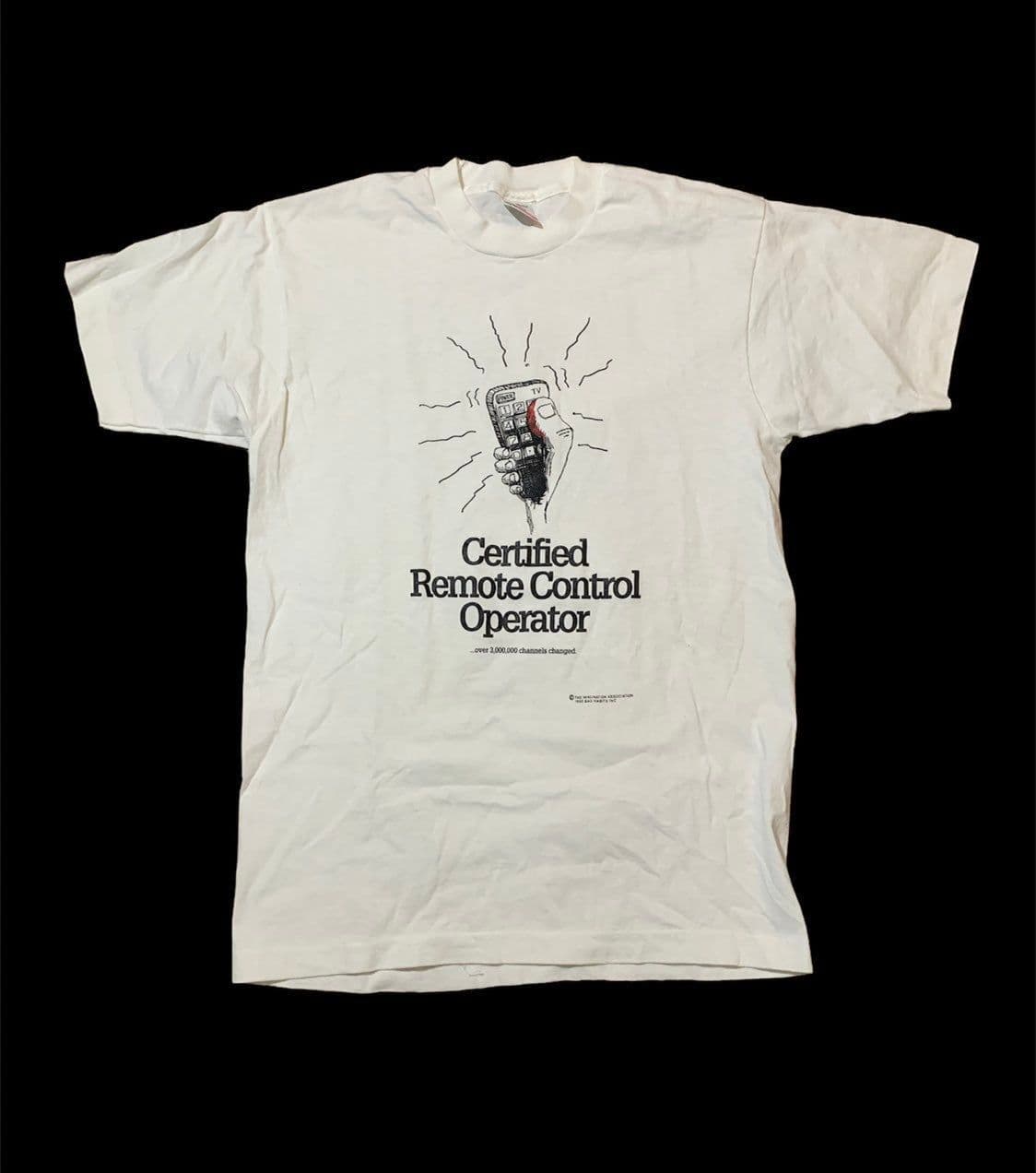 Vintage 90s Novelty Certified Remote Controller Single Stitch T-Shirt - Thumbnail 2