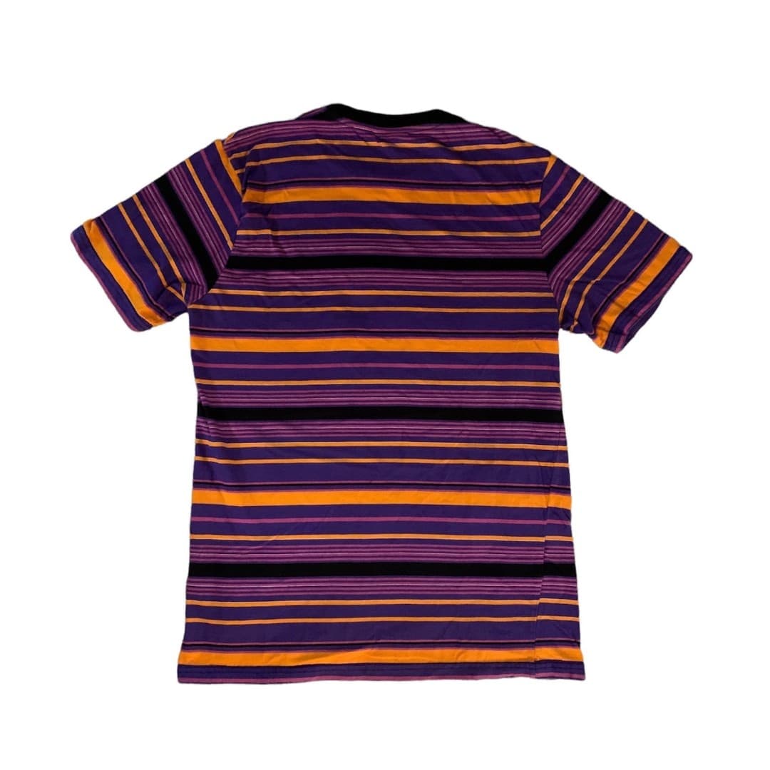 Y2K Huf Striped Multi-Color Mens Large Embroidered Multicolor T-Shirt Purple - Thumbnail 3