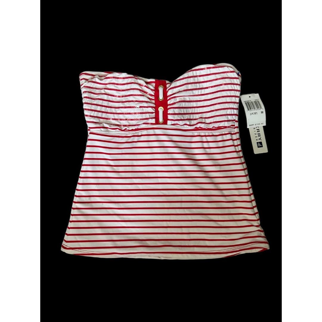 Womens Sperry Top Sider 2 piece Tankini swimsuit red white - Thumbnail 2
